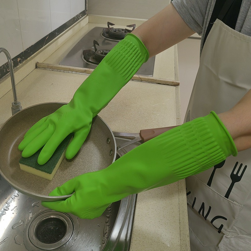 1Pair Lengthen Dishwashing Cle - Dish Glove Rubber ulasan dan harga