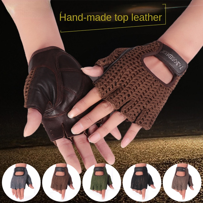 Unisex Summer Half Finger Retr - Leather Driving Glove ulasan dan harga