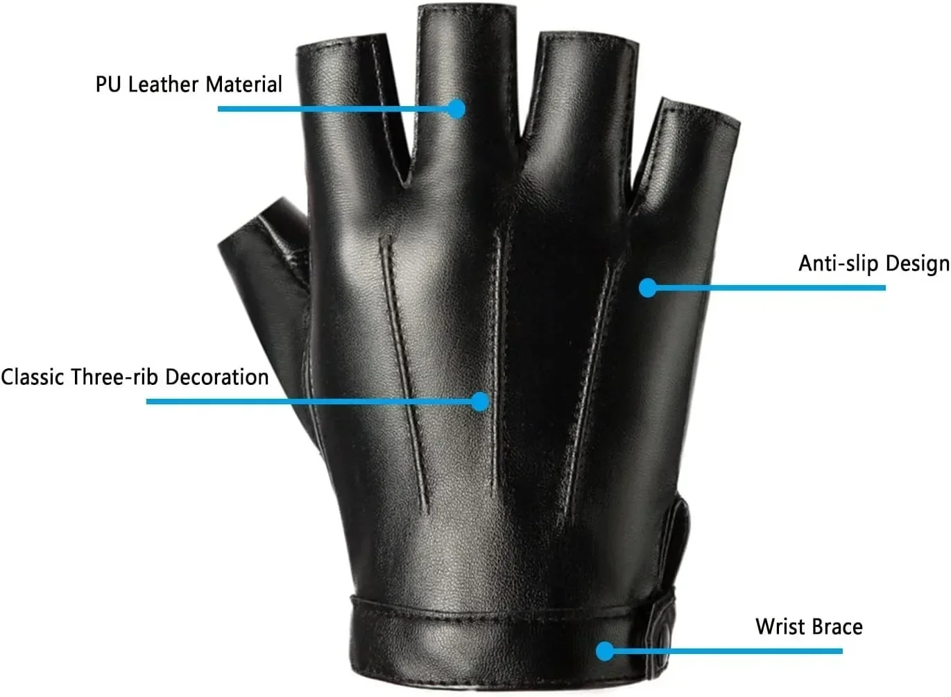 1 Pair Windproof Fingerless Dr - Leather Driving Glove ulasan dan harga